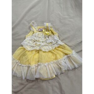 Little Lass Baby Yellow Lace Tulle Tutu Romper Dress 3-6 Months Special Occasion
